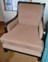 Bampton Design Limited - A pair of show wood upholstered arm chairs