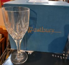 A set of six crystal boxed wine glasses