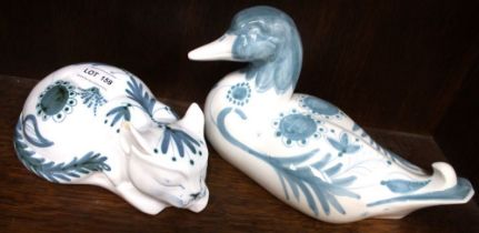 Two David Sharp Rye Pottery animals - signed