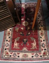 Persian floral hearth rug - pile possibly shaved
