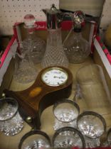 Edwardian inlaid mantle timepiece and various domestic glasswares