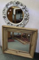 Two wooden framed wall mirrors one painted