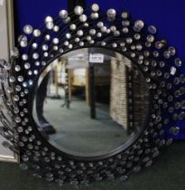 Modern 'crystal' framed circular mirror