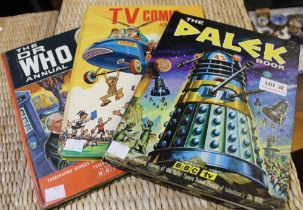 Three Doctor Who annuals, The Dr Who Annual, The Dalek Book & TV Comic