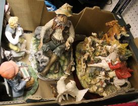 A box of 'capo di monti' style figures