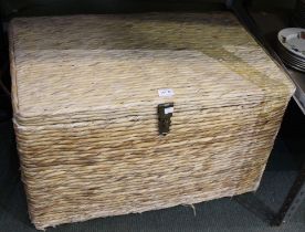 Woven raffia trunk containing useful and collectable items