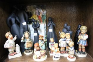 A box of collectable figures including Hummels and Doulton