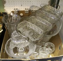 A box containing a selection of domestic glass wares