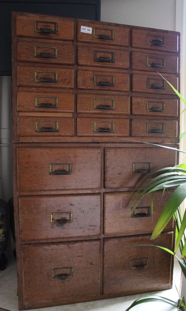 1930's oak double bank of drawers