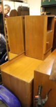 A Light oak three drawer dressing chest with mirror with a bedside cupboard