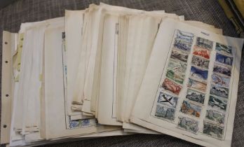 A box of many hundreds of stamps on album pages, World and Commonwealth