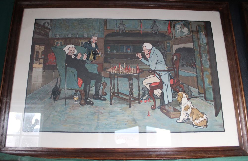 After Cecil Aldin (1870-1935) - 'Mated', A Game of Chess & 'Revoked', A Game of Cards, chromolithogr - Image 3 of 6