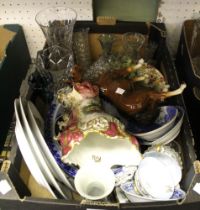 A box containing an assortment of china & glassware