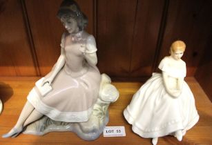Royal Doulton 'Heather' HN2956 together with a seated porcelain lady