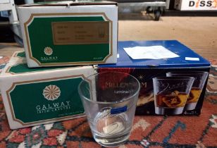Galway Irish Crystal - two boxed sets of four cut glass tumblers plus a boxed set of four Luminarc