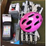 Varied selection of new and unused bicycle accessories
