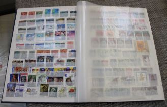 Clean collection of world issue stamps in good numbers, large stockbook, better items