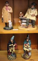 Four Royal Doulton figures, The Shepherd HN1975, Lunchtime HN2485, The Mask Seller HN2103 & The Pied