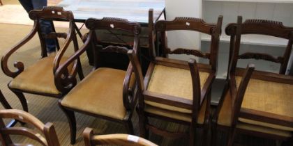A set of six 19th century mahogany dining chairs with upholstered drop in seats