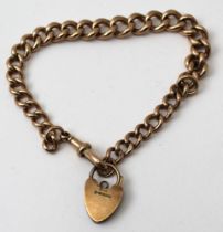 A 9ct rose gold chain bracelet, with watch clip catch and padlock clasp, 31g