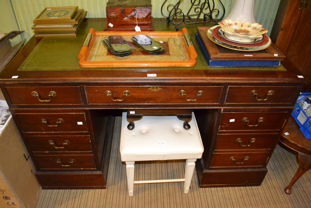 Large mahogany twin pedestal desk of typical design