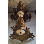 Two French gilded mantle clocks.