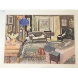 Eileen Hemsoll, signed, titled ‘Architects Sitting Room’ on verso, pastel of a sitting room,