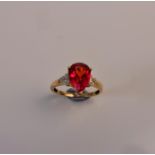 A fancy gem stone ring, ring size P 1/2