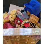 A box of teddy bears and Paddington bears.