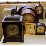 Eight various mantle clocks.