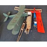 A WW1 style R/C biplane no motor together with three part built planes.