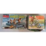 Two boxed 1970s Action man toys to include Motorcycle & sidecar, and Assault craft.