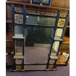 A late 19th century black and gold painted overmantle wall mirror. Height approx 145 cm.