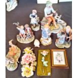 A collection of Capodimonte figures etc.