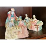 Three Royal Doulton figures to include Lady Charmian, Afternoon tea, and The Love Letter.