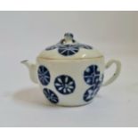 A 19th century Chinese teapot blue flowers design height 8 cm.