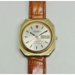 A gents gold plated Omega Constellation Chronometer Megasonic 720 Hz wrist watch, the dial having