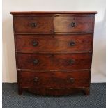 A 19th century mahogany five drawer chest. Height approx 112 cm together with bookcase top mirror
