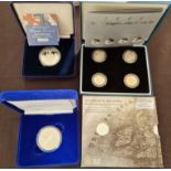 A small collection of Sterling Silver coins and medal comprising UK pattern set,Entente Cordiale