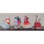 Four Royal Doulton figures to include Winter, Christmas Time and morning.
