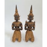 A pair of Thai Teppanom bronze statues height 25,5 cm.