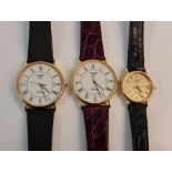 Two Gent's Longines wristwatches, white dials having Roman Numeral markers, and date aperture to 3