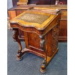 A 19th century walnut Davenport with green leather top five drawers to side height 82 cm.