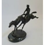 After James Osborne bronze sculpture of horses and jockey jumping height 25 cm.