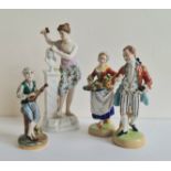 Four German porcelain figures to include Dresden.