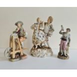 The Meissen style porcelain figures knife sharpener, Matador and dancers.