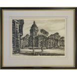 Two James Priddey etchings of Birmingham signed in pencil and embossed initials framed and glazed.