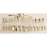 A hallmarked matched set of 28 items of silver cutlery consisting of 8 forks, 8 dessert forks, 8