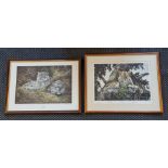 Three Dorothy Hyde limited edition big cat prints and one Joel Kirk limited edition bear print.