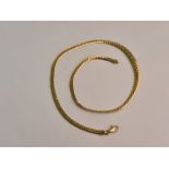 A hallmarked 9ct yellow gold snake chain, approx. length 39cm.